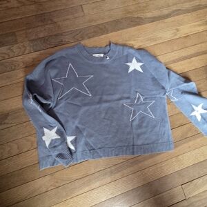 moon & madison Blue Sweater with White Star Motif